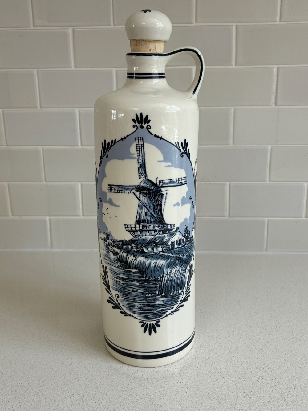 Blue Delft for Bols Ceramic Bottle